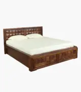 Woodrows Sheesham Wood Queen Size Bed with Box storage (Honey Finish) - Image 5