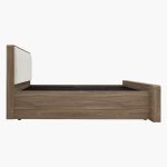 Cassandra Queen Size Upholstered Bed in Bella Noce & Glossy White Colour with Hydraulic Storage - Image 5