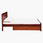 Kryss Sheesham Wood Queen Size Bed in Scratch Resistant Honey Oak Finish With Drawer Storage - Image 5