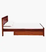 Krysys Sheesham Wood Queen Size Bed with Drawer Storage (Honey Oak Finish) - Image 5