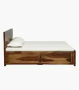 Furion Sheesham Wood Queen Size Bed with Hydraulic Box Storage (Provincial Teak Finish) - Image 5