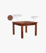 Arolph Sheesham Wood Compact 4 Seater Dining Table Set with Bench (Honey Finish) - Image 5