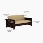 Feltro Wooden Sofa Set (Walnut Irish Cream) - Image 5