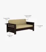 Meltro Sheesham Wood Sofa Set with 3+1+1 Seating (Walnut Finish) - Image 5