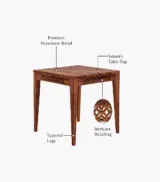 Clambrey Sheesham Wood 4 Seater Cushioned Dining Table Set (Honey Finish) - Image 5