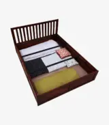 Eyva Sheesham Wood King Size Bed with Box Storage (Honey Oak Finish) - Image 5