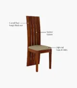 Wortex Sheesham Wood Compact Size 6 Seater Cushioned Dining Table Set (Honey Finish) - Image 5