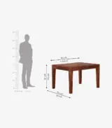 Clambrey Sheesham Wood 4 Seater Cushioned Dining Table Set with Bench (Honey Finish) - Image 5
