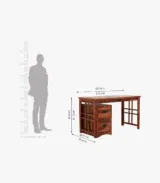 Horslow Sheesham Wood Computer Table with Keyboard Tray and Drawer Storage (Honey Finish) - Image 5
