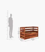 Slumbet Sheesham Wood Single Bed with Trundle Bed with Drawer Storage (Honey Finish) - Image 5
