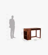 Alkeen Sheesham Wood Computer Table with Keyboard Tray and Side Storage (Honey Finish) - Image 5