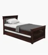 Cendra Sheesham Wood Single Bed with Trundle Bed (Walnut Finish) - Image 5