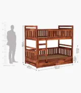 Doughlas Sheesham Wood Bunk Bed with Drawer Storage (Honey Finish) - Image 5