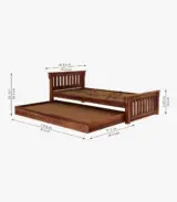 Cendra Sheesham Wood Single Bed with Trundle Bed (Honey Finish) - Image 5