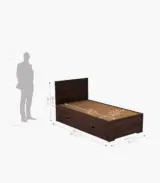 Geary Sheesham Wood Single Bed with Trundle Bed with Drawer Storage (Walnut Finish) - Image 4
