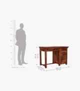 Arolph Sheesham Wood Computer Table with Drawer Storage (Honey Finish) - Image 5