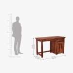 Cambrey Study Table with Two Drawers and Cabinet (Honey Finish) - Image 5