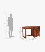 Clambrey Sheesham Wood Computer Table with Two Drawers and Cabinet (Honey Finish) - Image 5