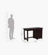 Clambrey Sheesham Wood Computer Table with Two Drawers and Cabinet (Walnut Finish) - Image 5