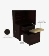 Arolph Sheesham Wood Dressing Table with Storage Cushioned Seating Stool (Walnut Finish) - Image 5