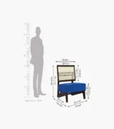 Tyrence Sheesham Wood Frame with Cushioned Velvet Seating Lounge Chair (Indigo Blue with Walnut Finish) - Image 5