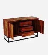 Roay Sheesham Wood Sideboard and Cabinet (Honey Finish) - Image 5