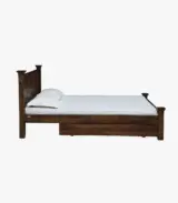 Lordenzo Sheesham Wood Queen Size Bed with Drawer Storage (Teak Finish) - Image 5