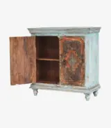 Ceazer Solid Mango Wood Sideboard and Cabinet (Two Tone Blue Finish) - Image 5