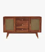 Oriana Sheesham Wood with Cane Craft Cabinet and Sideboard (Honey Finish) - Image 4