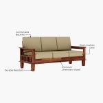 Quartz Wooden Sofa Set (Honey Irish Cream) - Image 2