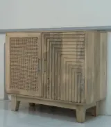 Ethelon Solid Mango Wood with Cane Crafted Sideboard and Cabinet (Natural Finish) - Image 5