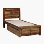 Sougur Sheesham Wood Single Bed In Rustic teak Finish With Drawer Storage - Image 5