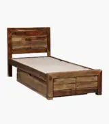 Sougur Sheesham Wood Single Bed with Drawer Storage (Rustic Teak Finish) - Image 5