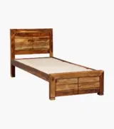 Sougur Sheesham Wood Single Bed without Storage (Rustic teak Finish) - Image 5