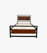 Hailri Sheesham Wood with Metal Frame Single Bed without Storage (Honey Oak Finish) - Image 5