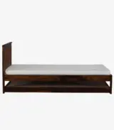 Ova Sheesham Wood Single Bed with Trundle (Provincial Teak Finish) - Image 5