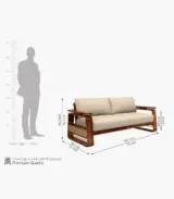 Medic Sheesham Wood Sofa Set with 3+1+1 Seating Cane and Brass Detailing (Honey Finish) - Image 5