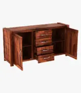 Chevelier Sheesham Wood Sideboard and Cabinet with Four Drawers (Honey Finish) - Image 3