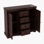 Embross Sheesham Wood Sideboard and Cabinet (Walnut Finish) - Image 6