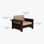 Feltro Wooden Sofa Set (Walnut Irish Cream) - Image 6
