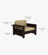 Meltro Sheesham Wood Sofa Set with 3+1+1 Seating (Walnut Finish) - Image 6