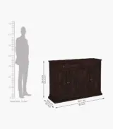 Celton Sheesham Wood Sideboard and Cabinets Two Drawers (Walnut Finish) - Image 6