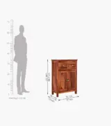 Clovid Sheesham Wood Cabinet with Two Drawers (Honey Finish) - Image 6