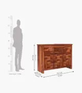 Morose Sheesham Wood Sideboard and Cabinet (Honey Finish) - Image 6