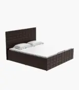 Euronic Sheesham Wood Queen Size Bed with Hydraulic Box Storage (Cola Rain Finish) - Image 6