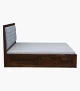 Trleans Sheesham Wood Queen Size Bed with Box Storage (Provincial Teak Finish) - Image 6