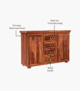 Clambrey Sheesham Wood Sideboard and Cabinet (Honey Finish) - Image 5
