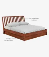 Purely Sheesham Wood King Size Beds with Box Storage (Honey Oak Finish) - Image 6