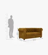 Henray Mango Wood Frame with Valvet Cushion 2 Seater Sofa (Cheshnut Brown) - Image 6