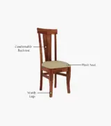 Mcboth Sheesham Wood 6 Seater Cushioned Dining Table Set with Drawer Storage (Honey Finish) - Image 5
